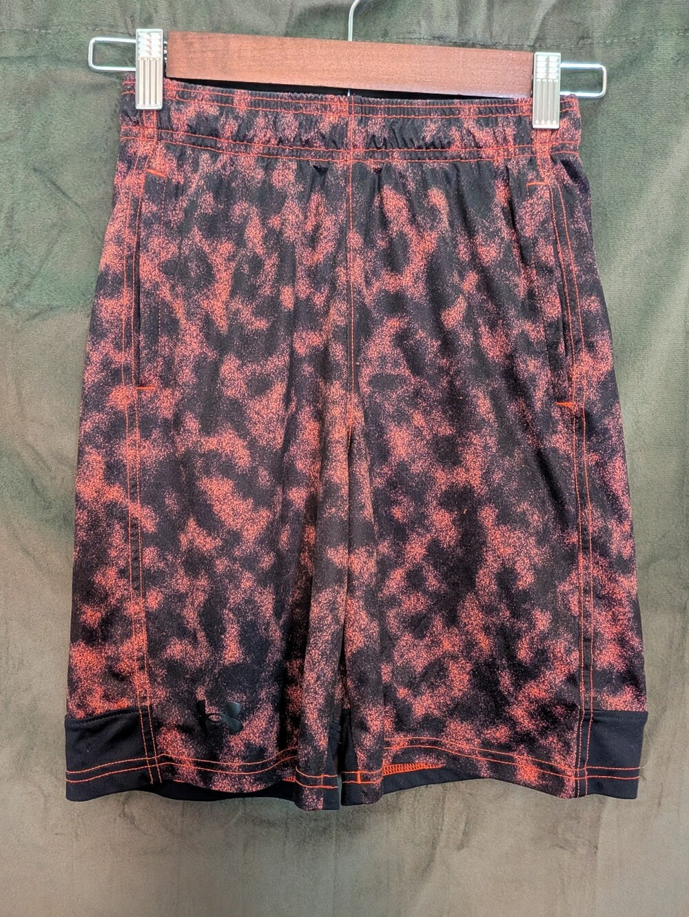 Under Armour Black and Orange Patterned Athletic Shorts - Kids